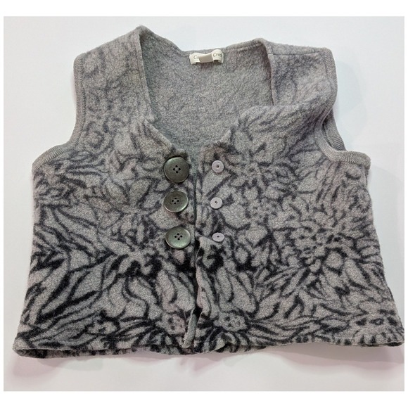 Coldwater Creek Jackets & Blazers - Coldwater Creek Vest Womens XL Gray Excellent Boiled Wool Floral Button Front